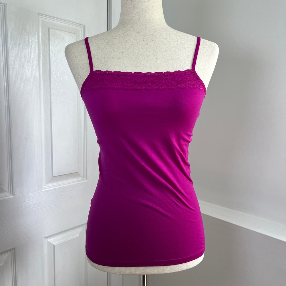 The Limited Hot Pink Fuchsia Lace Trim y2k Cami Top Spaghetti Strap Fits Like S